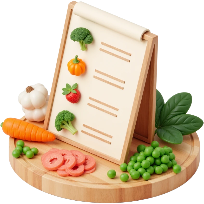 Floating Ingredients Around a List (with Transparent Background) emoji