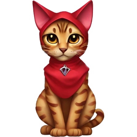 Bengal cat dressed like the scarlet witch with the scarlet witches red headpiece on emoji