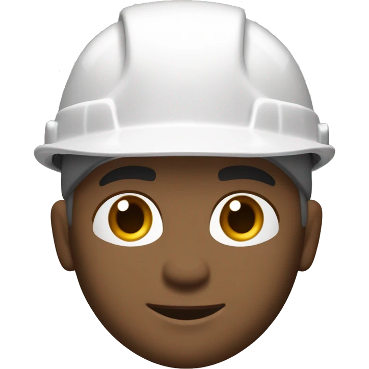 construction worker, full head shot, 3/4 view of face, white hard hat, male, adult, slight stubble, strong jawline, clear eyes visible, color palette: white (hard hat), warm beige (skin tones), cool grays and browns (shadows and details) emoji