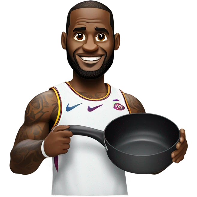 lebron james with a frying  emoji