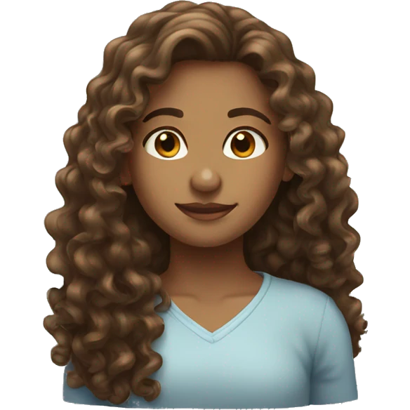 Long brown curly hair girl emoji