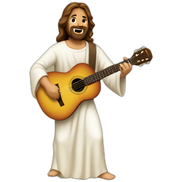 jesus performing guitar emoji