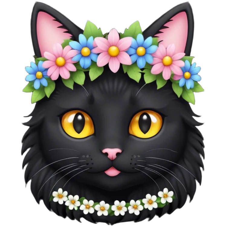 black cat with flowers and star emoji