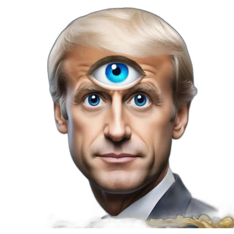 president macron with a third eye emoji