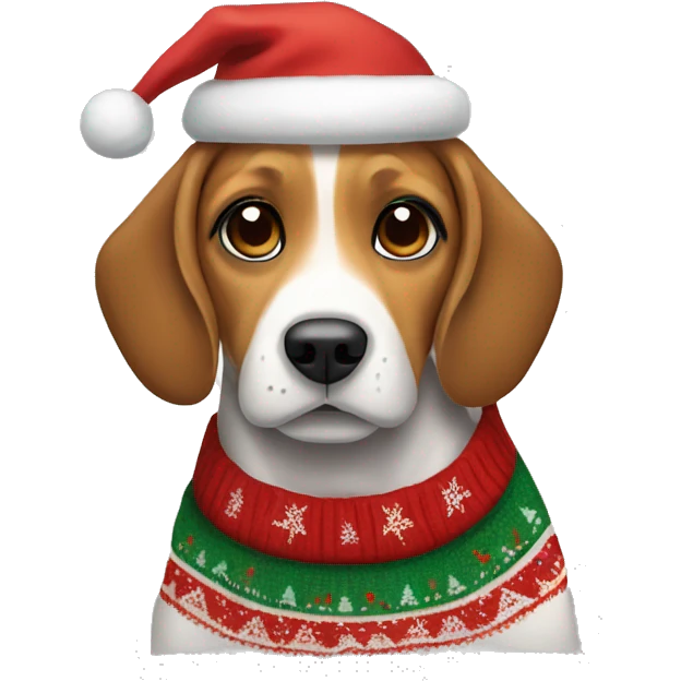 Beagle wherein a Christmas sweater emoji