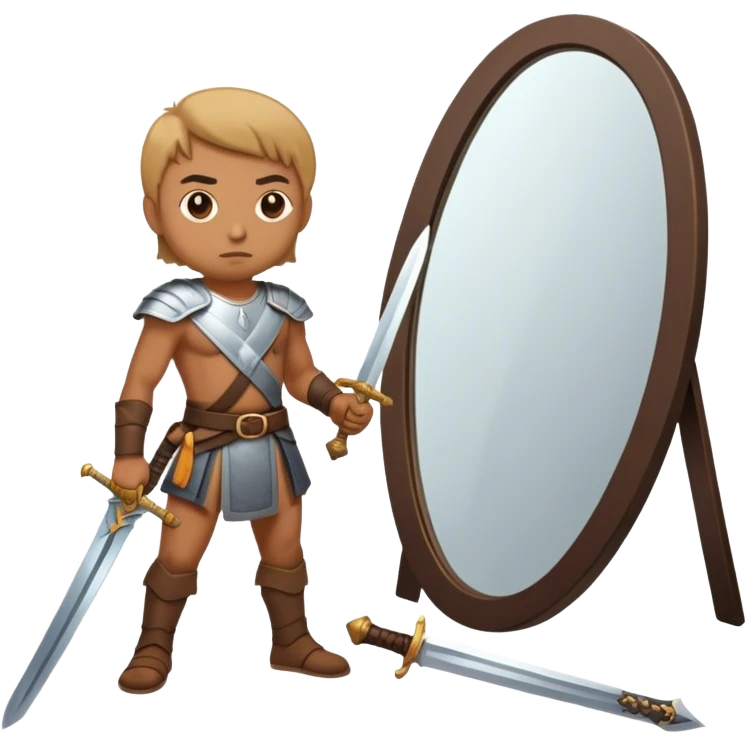 the sword on the floor and a mirror person emoji