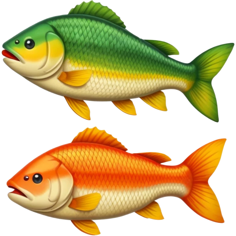 generate perch, carp and pike emoji in apple emoji style emoji
