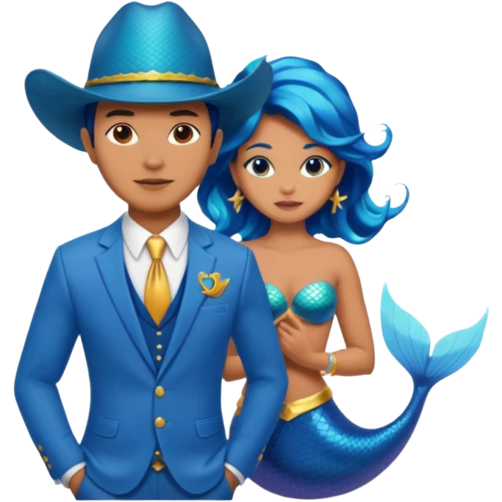 Mermaid and city cowboy in suite emoji