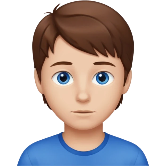 Brown tiktok fluffy hair and blue eyes boy emoji