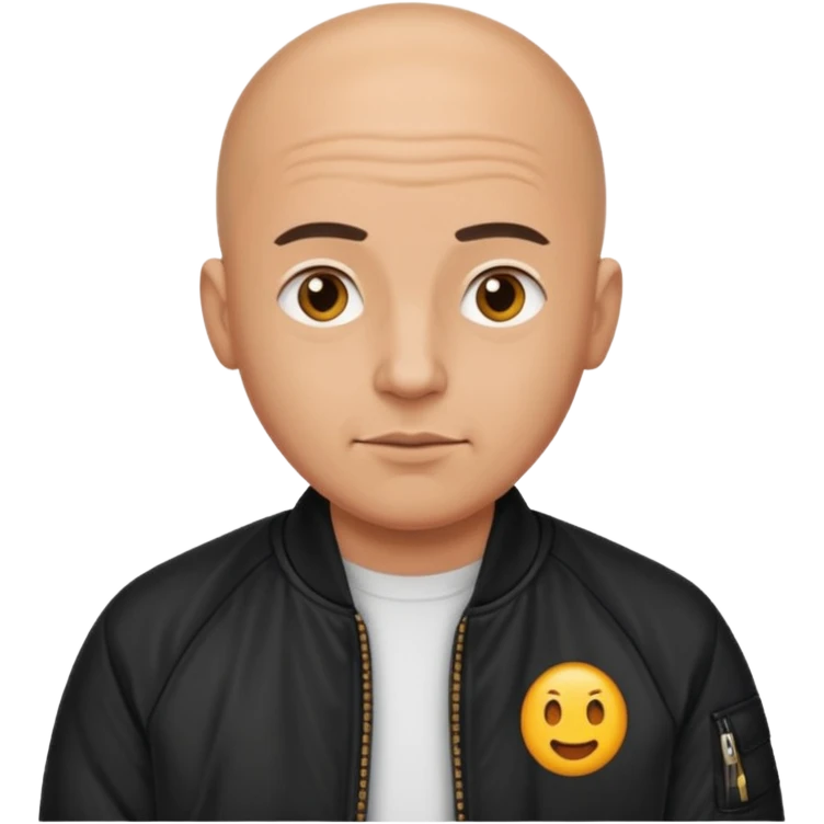 bald man in black bomber jacket emoji