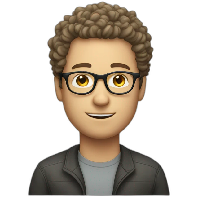 White male with curly hair and glasses emoji