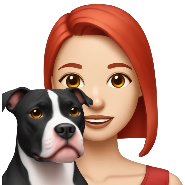 Black and white pitbull with red head girl owner emoji