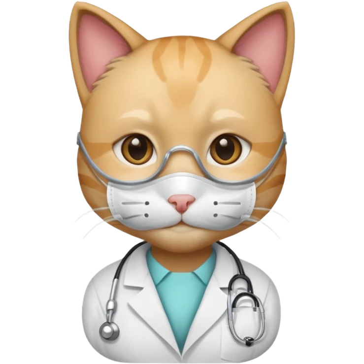 doctor cat, white coat, medical mask emoji