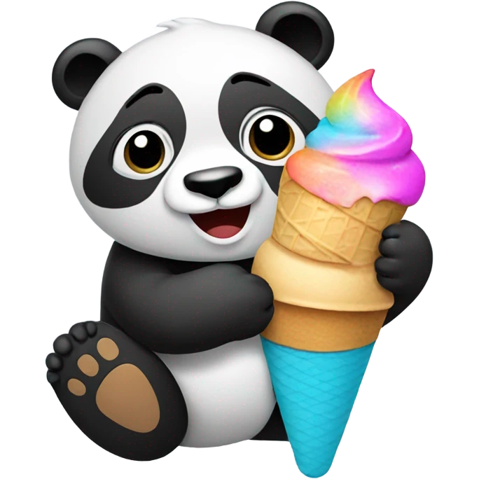 Panda eating ice cream emoji