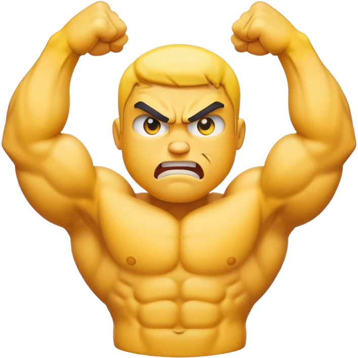 Angry emoji face with big arm muscles  emoji