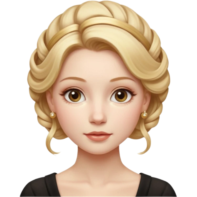 Cinematic Realistic Rococo Portrait, depicted with lifelike skin texture, subtle rosy undertones, and soft natural lighting that enhances the gentle contours of her face. Her intricately detailed golden blonde hair is elegantly styled in an updo, emoji