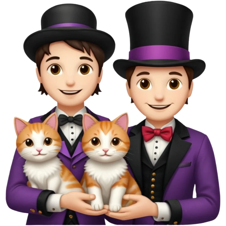magician couple and their pet cat emoji