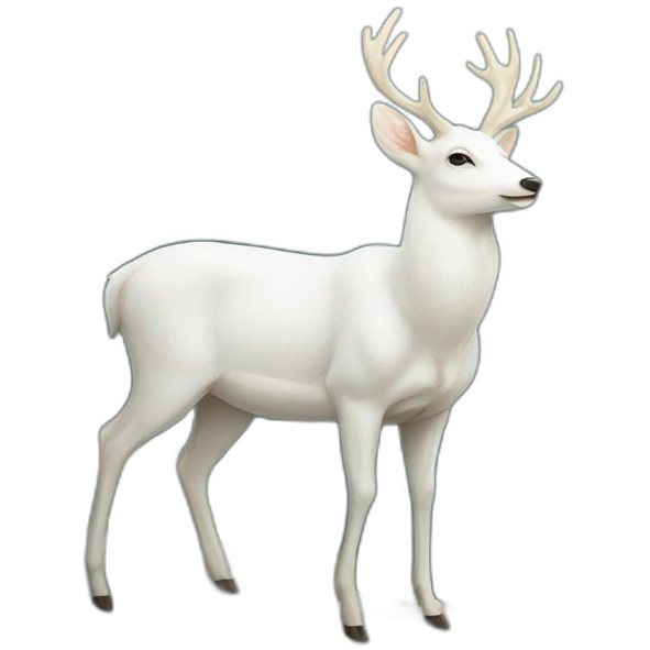 White deer at the top of hill behind sea emoji