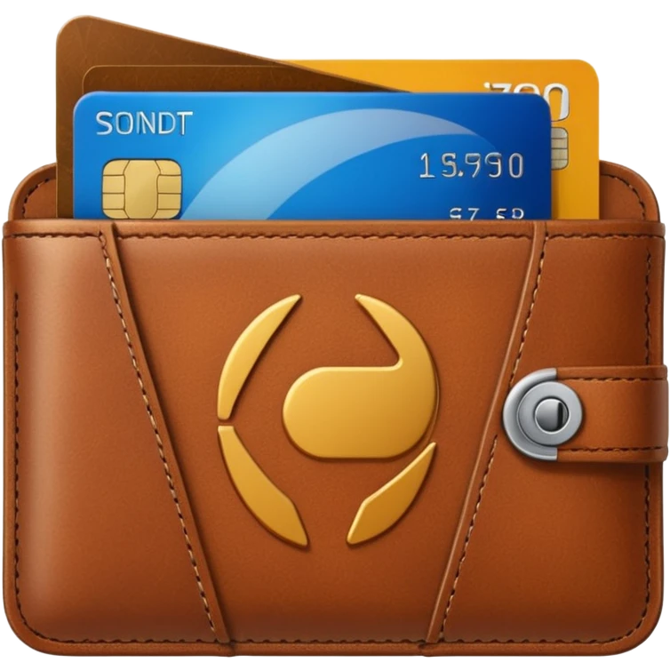 portefeuille marron avec billet et carte bancaire emoji