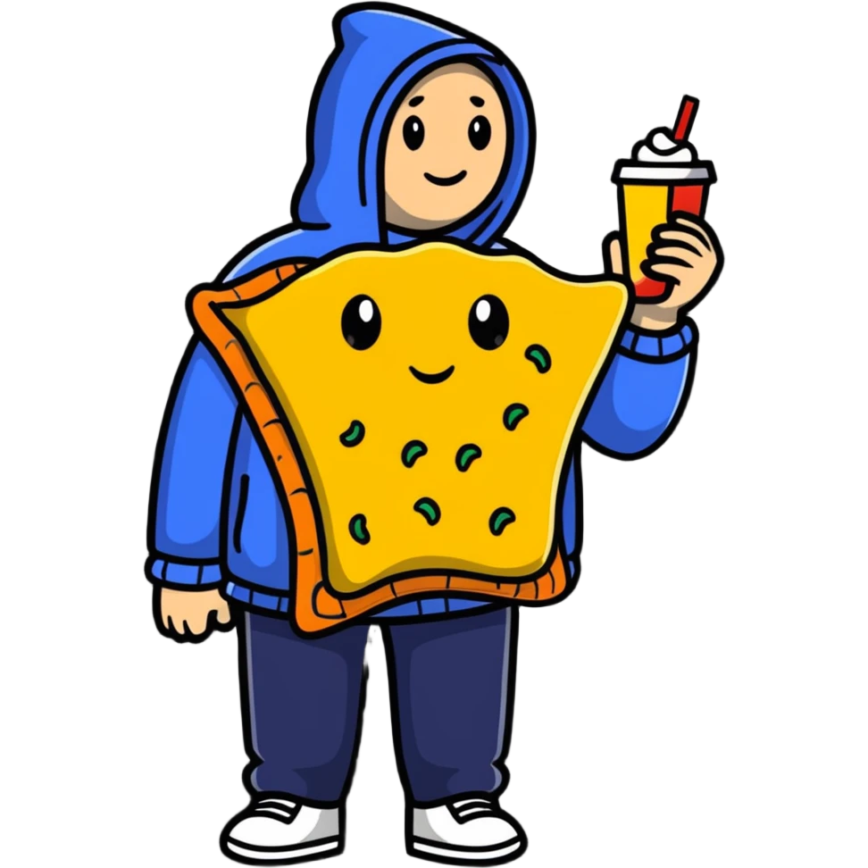 man dressed as a snack emoji