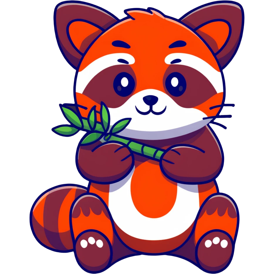 red panda holding bamboo cartoon sticker emoji
