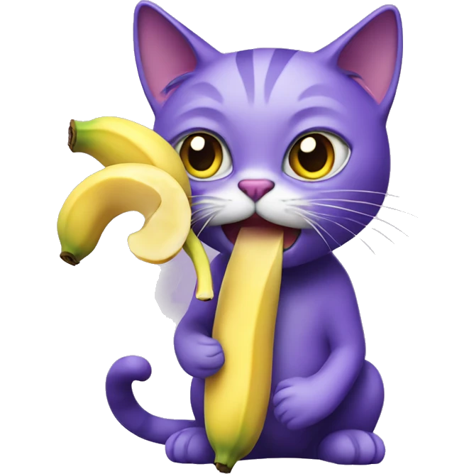 Purple cat eating banana emoji