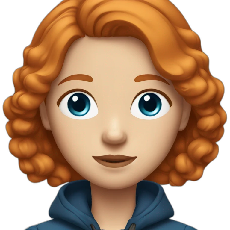 Ginger hair and blue eyes woman with a Canadian jacket emoji