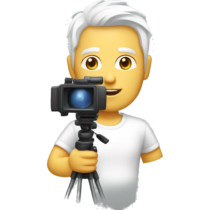 TV Cameraman with white hair and white t-shirt emoji