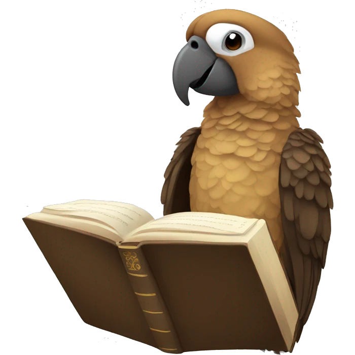 brown parrot reading the Bible emoji
