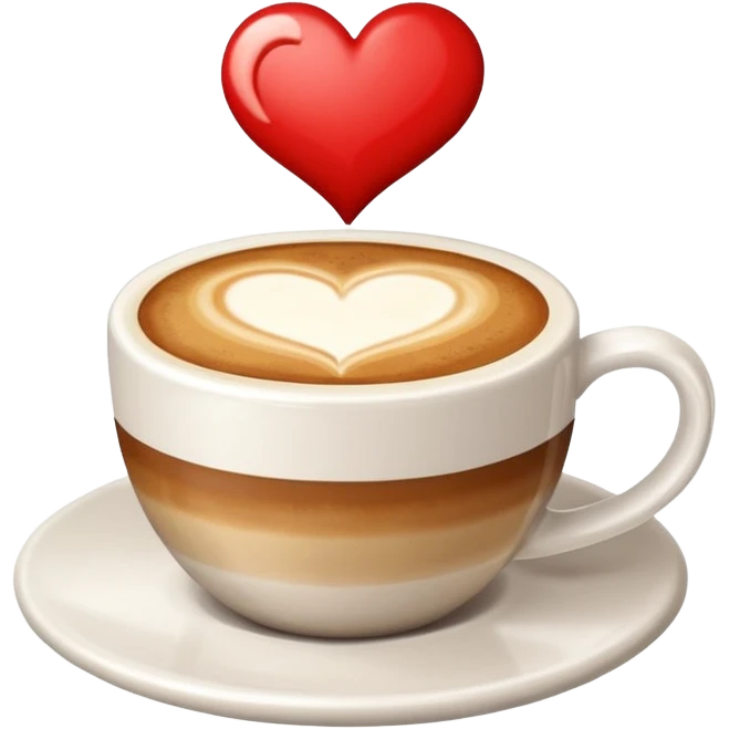 coffee cup with a latte art heart emoji