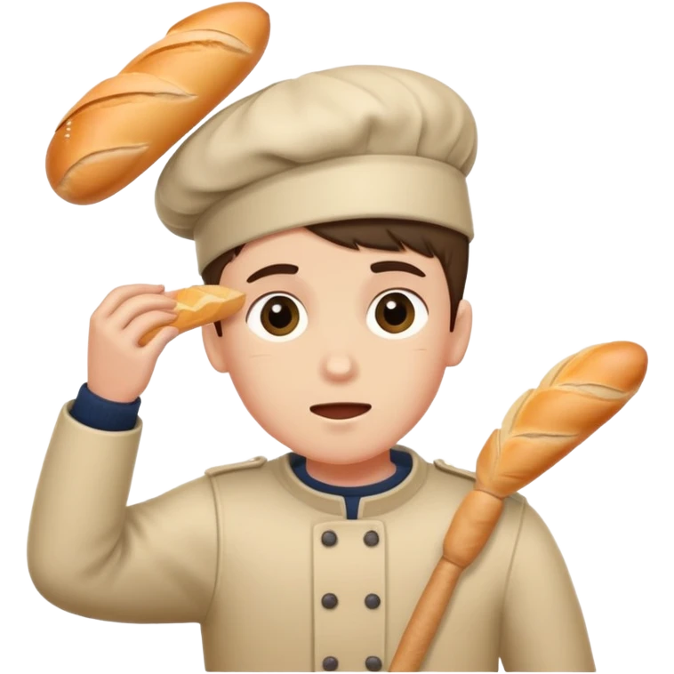 boy getting hit on the head with a baguette emoji