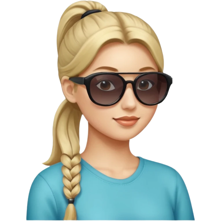 Woman with ponytail, sunglasses emoji