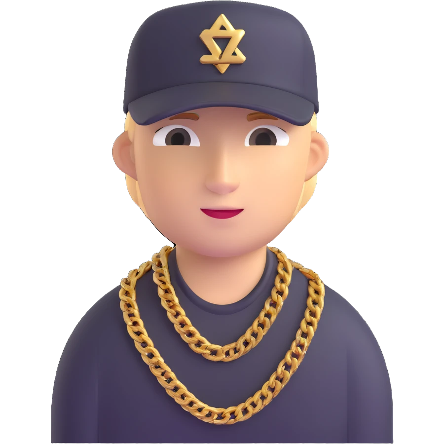Brazilian rapper Chefin with cap and gold chain emoji