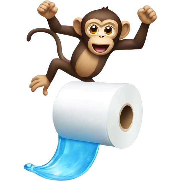 monkey jumping into a toilet paper roll filled with water emoji
