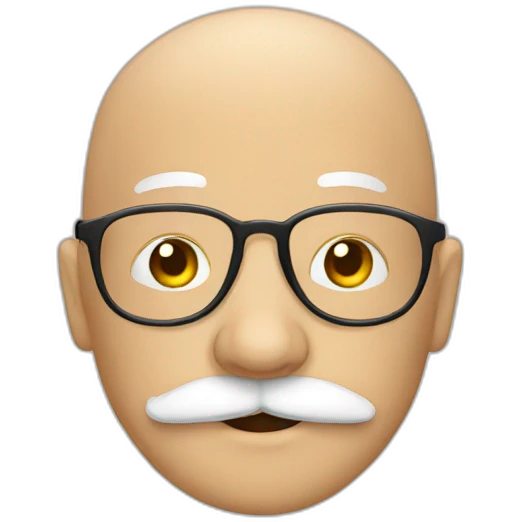 Bald man with glasses and a mustasche emoji