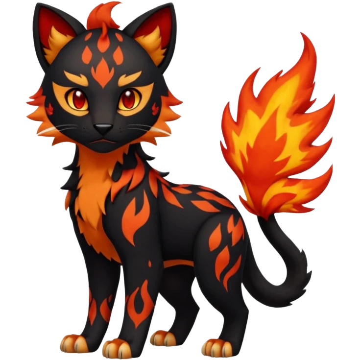 Fiery Hot Handsome Surrealistic Edgy Liepard-Linoone-Litten-Pokémon-fusion-creature (full body) emoji