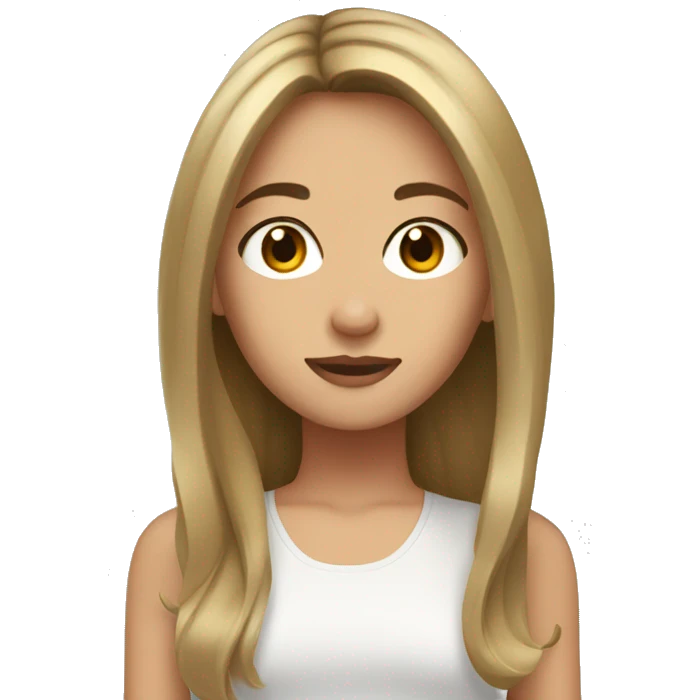 Girl with brown hair and brown eyes with two blonde pieces in front of her hair  emoji