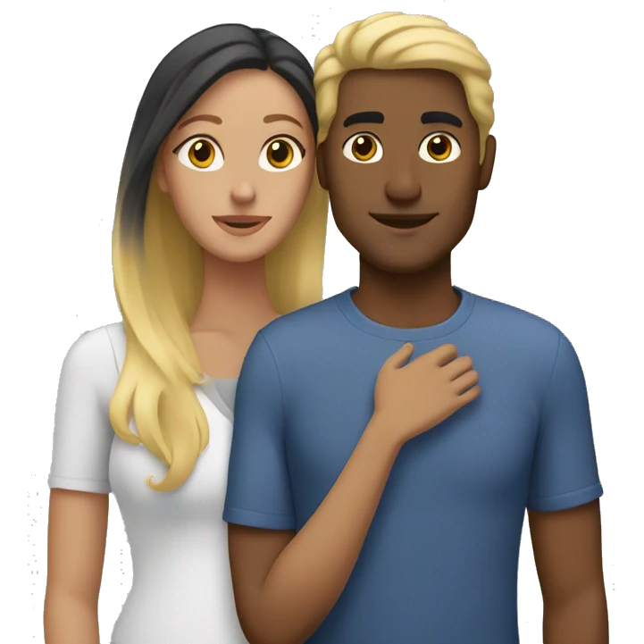 brown Man and blonde woman cuddle emoji