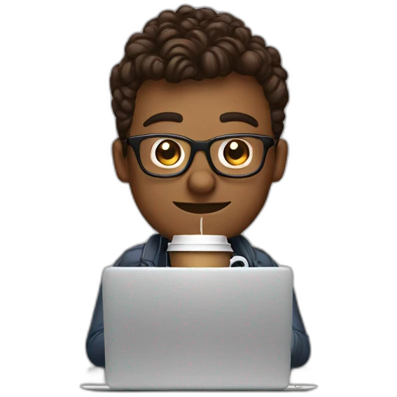 geek with coffee and laptop emoji