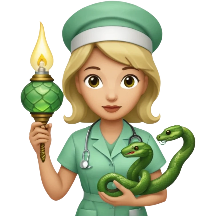 Enfermagem uma lamparina com uma cobra em volta  emoji