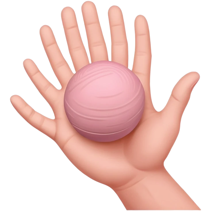 hand lightly tapping a pink ball of clay in the palm for surface shaping emoji