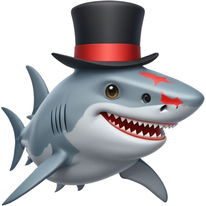 Shark with a top hat emoji