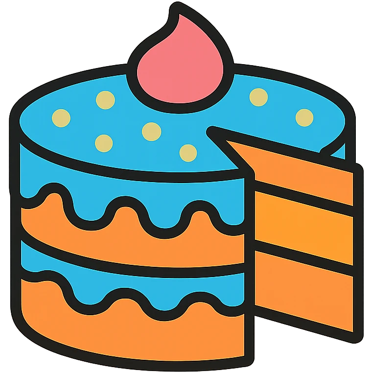 Colorful whole layer cake with decorative icing emoji