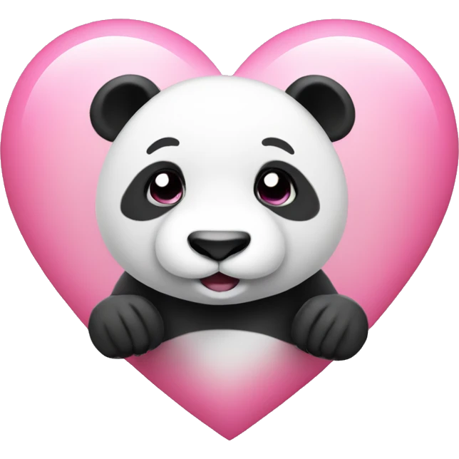 White panda with pink heart emoji