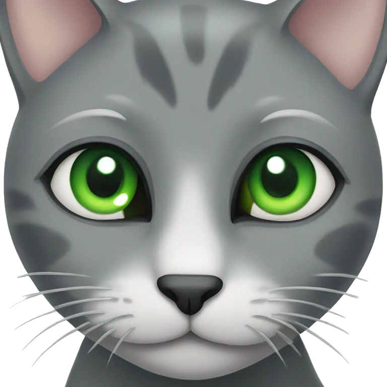 grey cat with green eyes emoji
