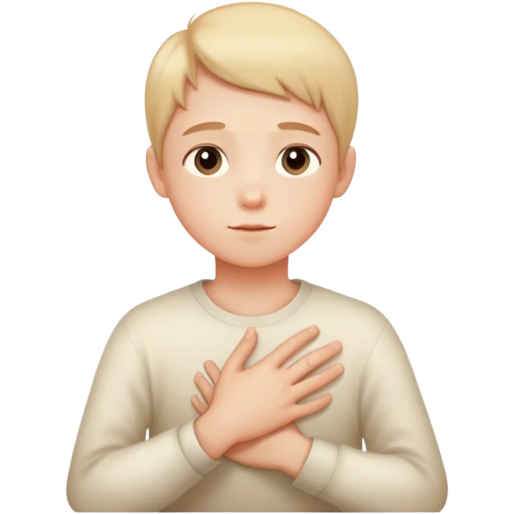 A person sitting still with their hand gently placed on their chest. A soft, warm light begins to emerge from within.  faint, blurred images of childhood moments float in the air, still distant slowly clearer as they focus on present emoji