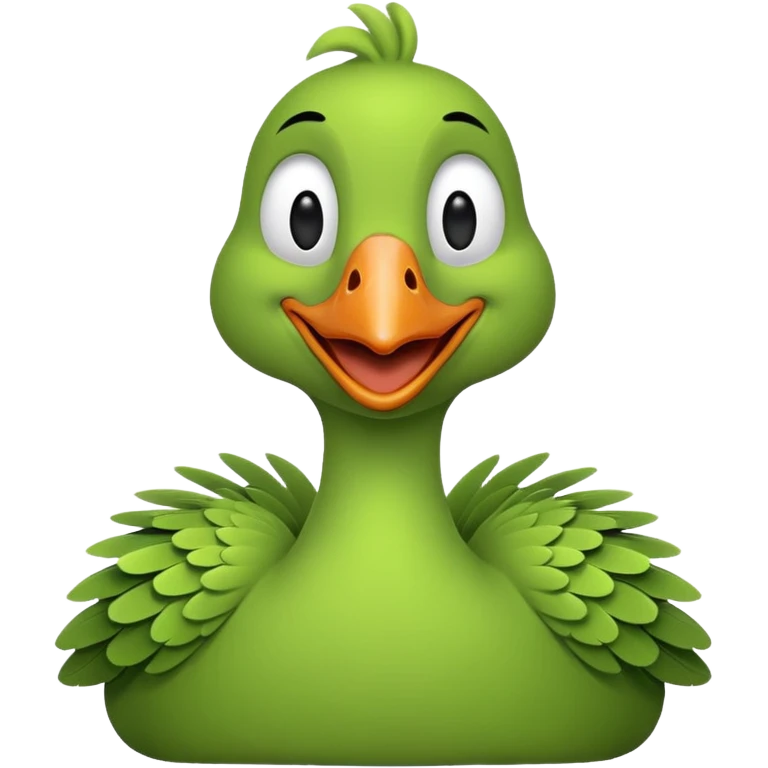 Make an emoji for a goose that's green. I want the goose to be goofy emoji
