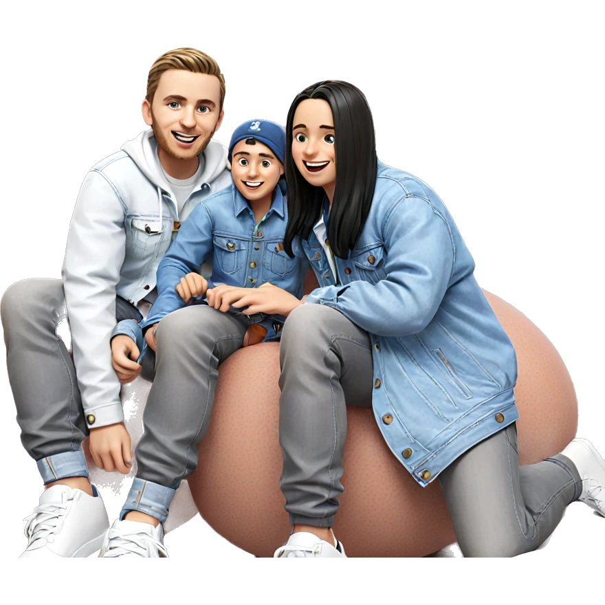 smiling boys in denim jackets emoji