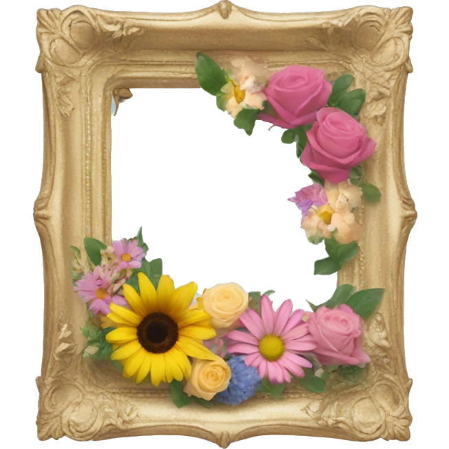 photo frame inside put flowers  emoji