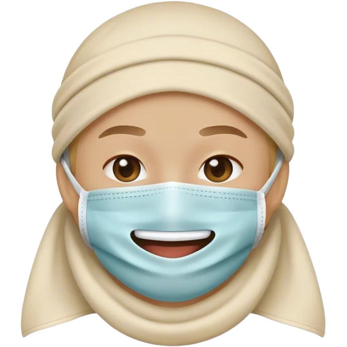 Smile with mouth covers emoji